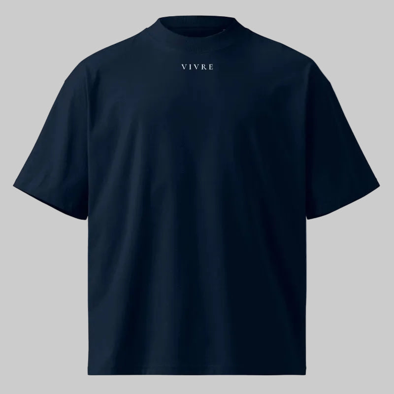 T-shirt col montant « VIVRE » Oversized 100% Coton biologique