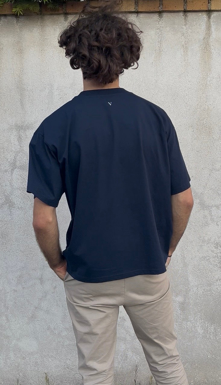 T-shirt col montant « VIVRE » Oversized 100% Coton biologique