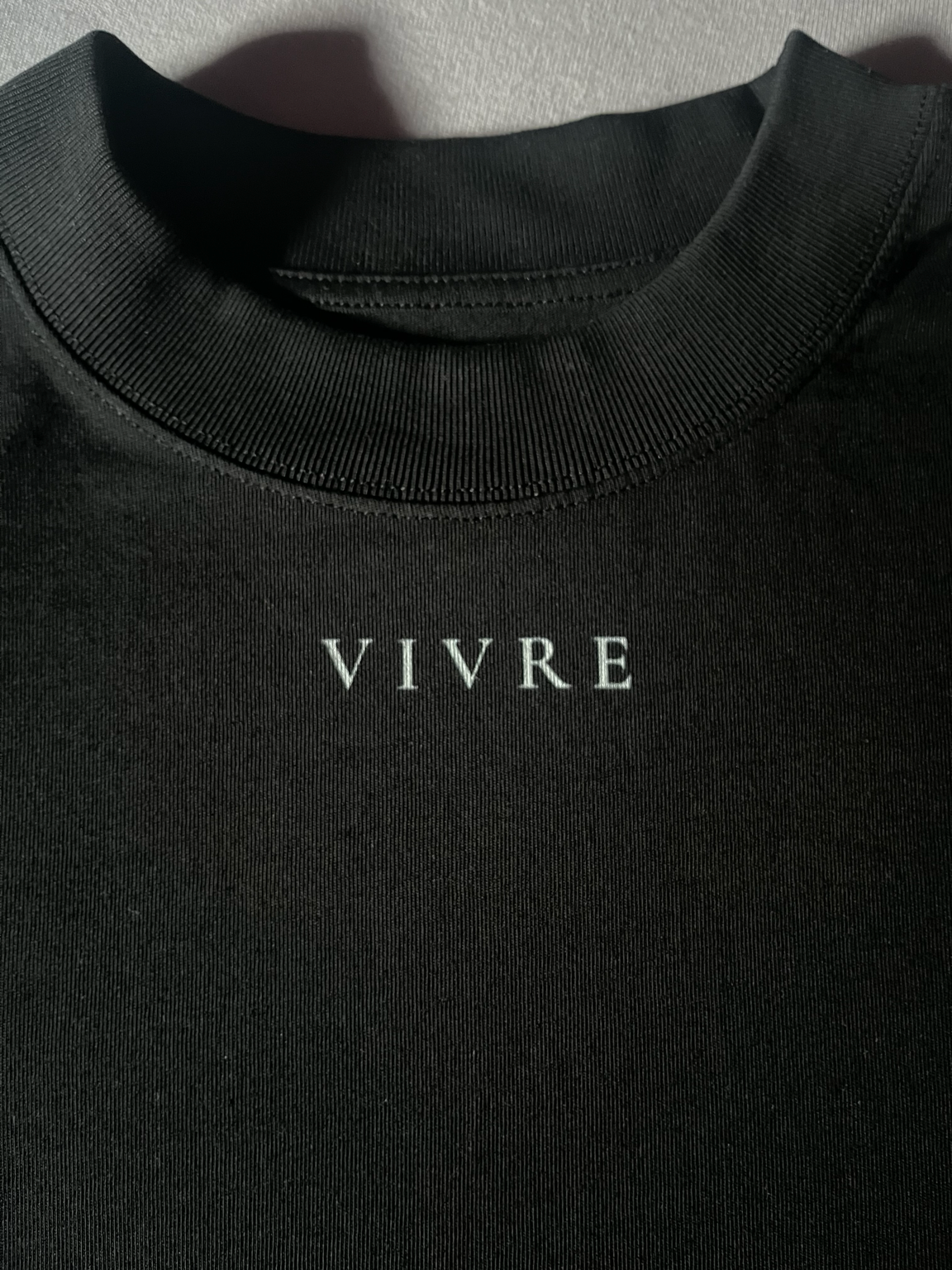 T-shirt unisex col montant « VIVRE » Oversized 100% Coton biologique