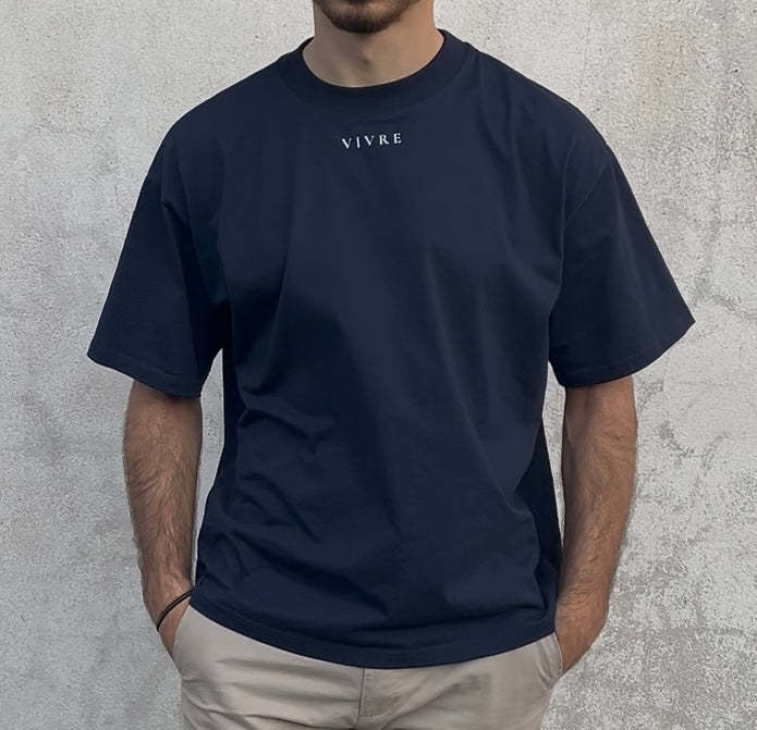 T-shirt unisex col montant « VIVRE » Oversized 100% Coton biologique